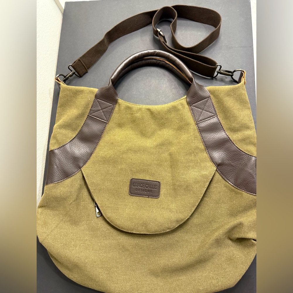 Grace Callie Designs - Genova Crossbody Bag
Chic Olive and Brown Canvas Tote Bag